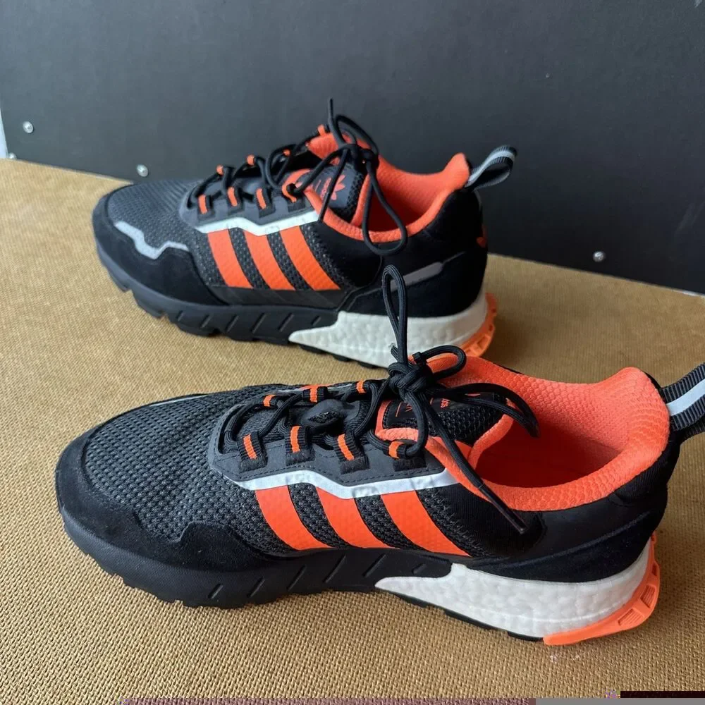 Adidas ZX 1K Boost Shoes Core Black-Solar Orange Silver H00428 Men’s Size 8